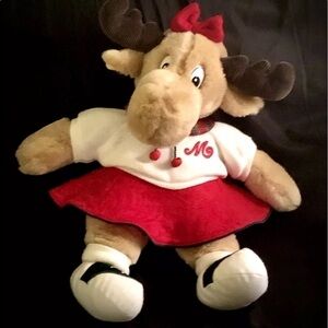 𝅺VINTAGE Limited Edition Holiday MAXINE Moose plush stuffed animal in red skirt